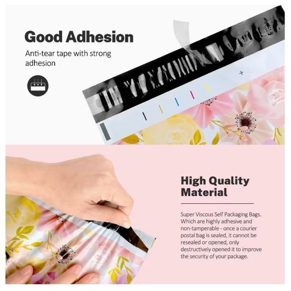 Set of 20 14.5” x 19” Floral Thank You Poly Mailers - Picture 3 of 3